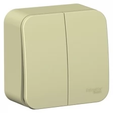 Выключатель SCHNEIDER ELECTRIC BLANCA 2-клавишный (cх.5) изол.ПЛ., 10А, 250B, бежевый