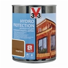 Антисептик акриловый V33 HYDRO PROTECTION 117407, для дерева, полуглянец, каштан, 0,9л